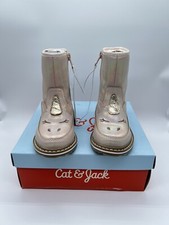 NEW Cat  Jack Girls Isla Boots Pink  Gold Side Zip Round Toe Unicorn Sz: 7