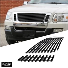 Fits 2007-2010 Ford Explorer Sport Trac Main Stainless Black Billet Grill Insert