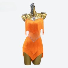 Latin Dance Dress Girls Fringed Skirt Line Women's Clothes Ball Sports Suit