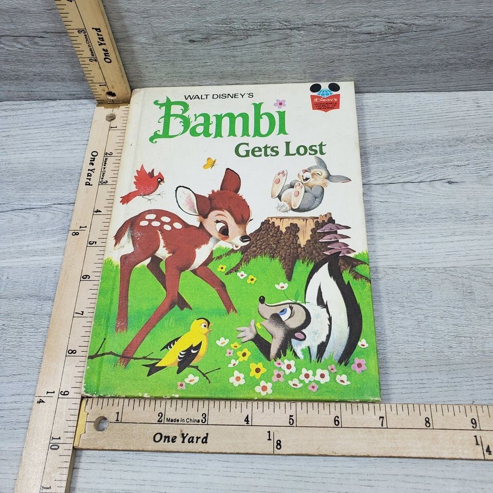 1972 Bambi Gets Lost Disney Children's Old Vintage Book Fair Condition
