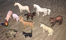 Schleich Animals Lot of 11 Bear Pigs Horses Turtle Rooster Cat Deer Sheep