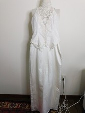 Vintage Jessica McClintock Bridal Dress Size 6 Sleeveless Beaded Bodice White