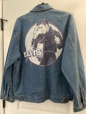 Elvis Denim Jacket Mens XL Blue Trucker Long Sleeve By First Choice EXCELLENT!