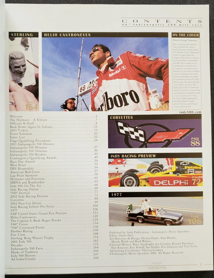 2002 Indianapolis Indy 500 Hélio Castroneves Win Official Race Program Magazine - Image 2 of 4