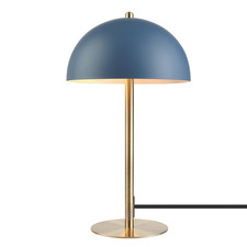 Globe Electric 52942 15 Blue Desk Lamp Brass Accents In-Line On/Off Rocker