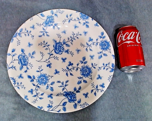 VINTAGE CHURCHILL BLUE PEONY ROUND PLATTER 12", B58654 SUPER VITRIFIED ENGLAND