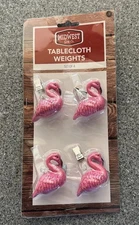 Midwest Grill Co. TROPICAL Tablecloth Weights Set of 4 PINK FLAMINGOS New