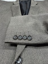 Stafford Blazer Mens 52R Brown Herringbone Merino Wool Sport Coat Classic Fit