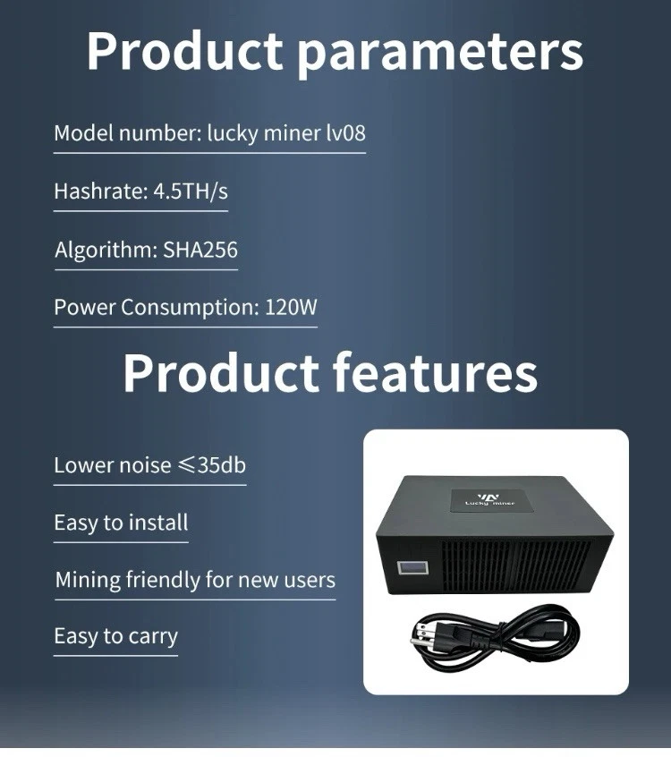 Lucky Miner LV08 BTC Bitcoin Crypto Miner Solo Lottery Miner 4.5Th/s US Plug 120 - Image 2 of 2