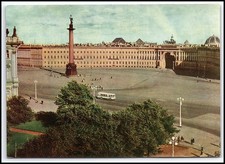 Palace Square Alexander Column Leningrad USSR 1962 Vintage Bus Postcard K027