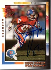 Vance Johnson Signed 1992 Wild Card Denver Broncos #112 Autographed