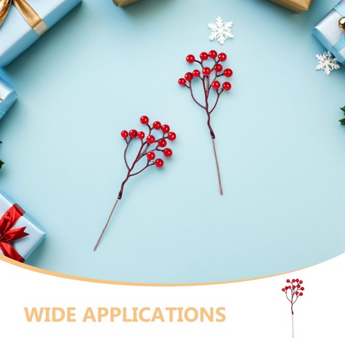  20 piezas tallos de bayas rojas artificiales selecciones de bayas para arreglos florales - Imagen 10 de 12