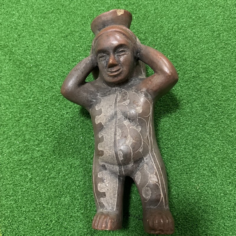 Rare Myan Pottery Male Carrying Water Pot 12 in Tall