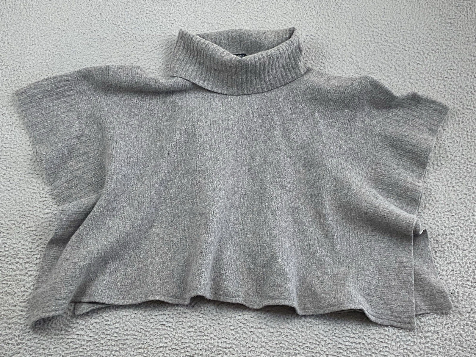 Eileen Fisher Merino Cashmere Crop Poncho M/L Coastal Luxury Italian Yarn EXC