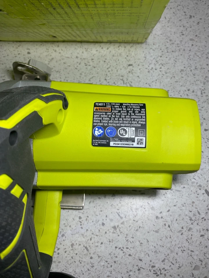 ((SOLO PIEZAS)) RYOBI Sierra para azulejos húmeda con cable hoja de 12 amp Sierra para azulejos de 4 pulgadas TC401 Foto 4 de 4