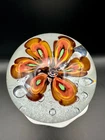 Murano Art Glass Paperweight Flower Design Controlled Bubbles Vintage Italy