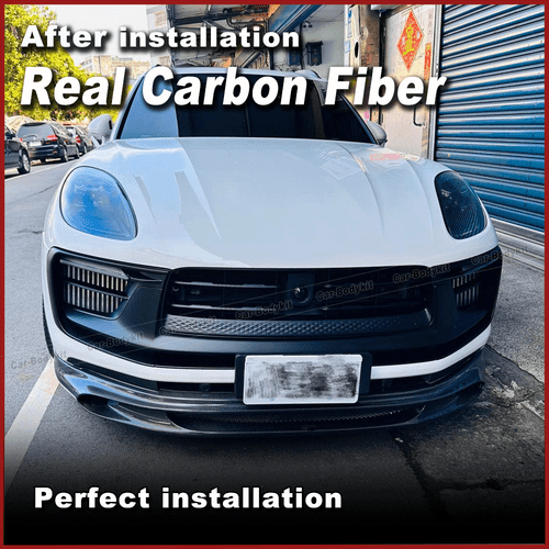For Porsche Macan SUV 2022-2023 Real Carbon Fiber Front Bumper Lip Chin Spoiler - Picture 2 of 10
