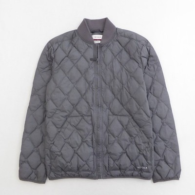 NIXON Work Puffy Jacket Mens Gray Quilted Bomber Full Zip Down Filled Medium