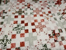 Homemade Multi Print Floral Lightweight Patchwork Quilt Throw Size 70  X 54  