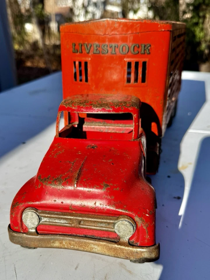 复古压钢 Tonka 1955 福特半畜牧卡车和拖车 — 第 4/4 张图片