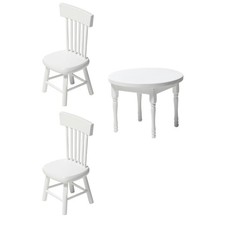 Juego de mini silla de escritorio para casa de muñecas de madera blanca decoración de casa de juegos para niños