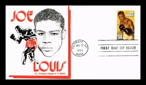 JOE LOUIS HEAVYWEIGHT BOXING CHAMPION FDC SCOTT 2766 THERMOGRAPHED US COVER