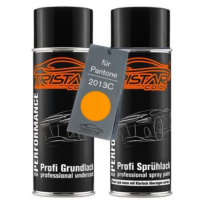 Autolack Spraydosen Set für Pantone 2013C Orange Grundlack Basislack Sprühdose