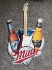Vintage 22x36 Miller Genuine Draft Light Lite Beer Metal Tin Guitar Bar Sign MGD