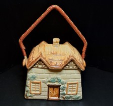Vintage Keele Street Pottery Thatched Roof Cottage Biscuit Barrel