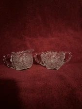 American Brilliant ABP Deeply Cut Glass Crystal sugar & cream Set 7" + 5.5" EC