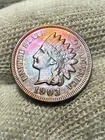 1903 AU  Indian Head Cent,  Nice *Higher Grade* Vintage Coin Red Hue Toned