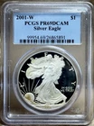 2001 W American Silver Eagle PCGS PR 69 DCAM Proof Toned