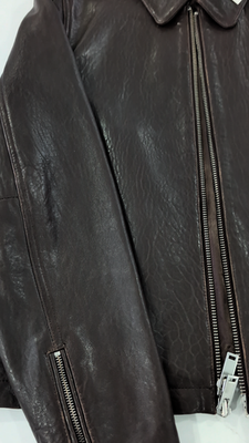No Maintenance Brown Lambskin Mechanic V3 Jacket - Size Medium