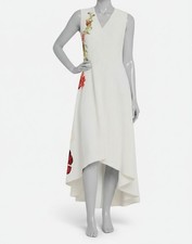 Rickie Freeman by Teri Jon Women's White Crepe Floral Sleeveless Dress Size 12