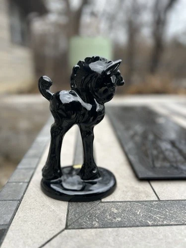 Royal Haeger Ebony Standing Horse Original Label and Sears Roebuck price tag