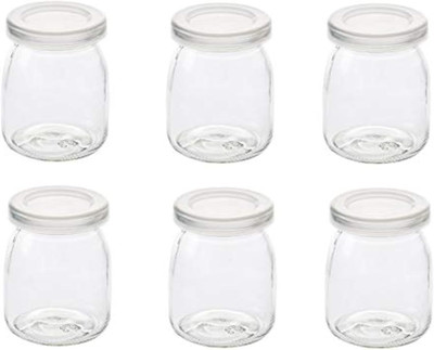 6 Pcs Yogurt Pudding Jars Bottles With Plastic Lids Ideal for 5.5 oz (150ml)