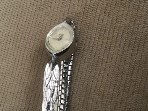 Vintage 10k Gold Filled Lady Elgin Wristwatch & GF Band Bracelet Antique READ