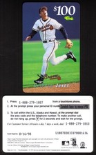 $100. 1995 Major League Baseball MLB Giveaway Chipper Jones 8/16/98 Phone Card