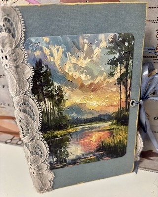 junk journal buch, Unikat, Handarbeit, Notizbuch, Spitze, DIY