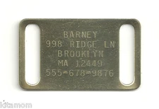 Big Dog Brass fits 1" Collar Slide Large Silent Pet ID Tag Tangle Free