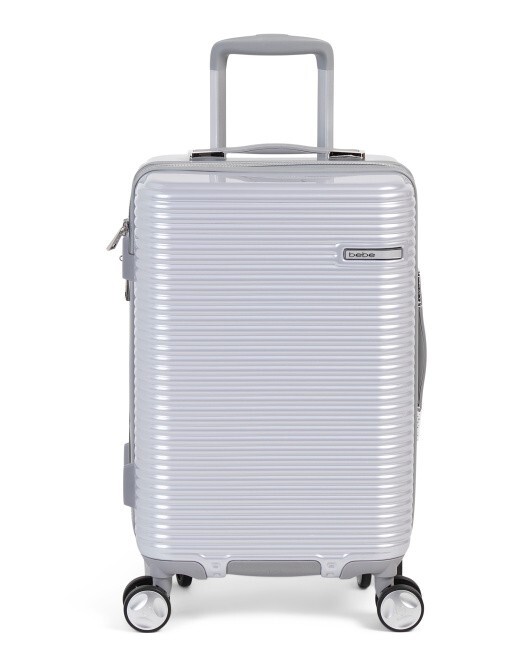 BEBE 21in Silver Lynette Hardside Carry-On Spinner Classy Theme | eBay