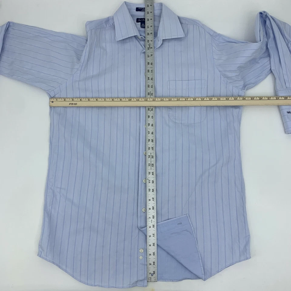 Paul Fredrick French Cuff Dress Shirt Men's Size 16 Blue Long Sleeve 100% Cotton Foto 4 de 4