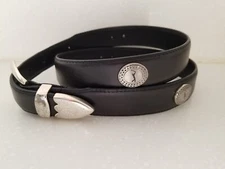 Men's Black Leather Silver Studded Golf Belt Size 38