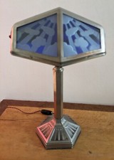 Grande lampe PIROUETT de salon avec verres nuages en verre gravés a l'acide.