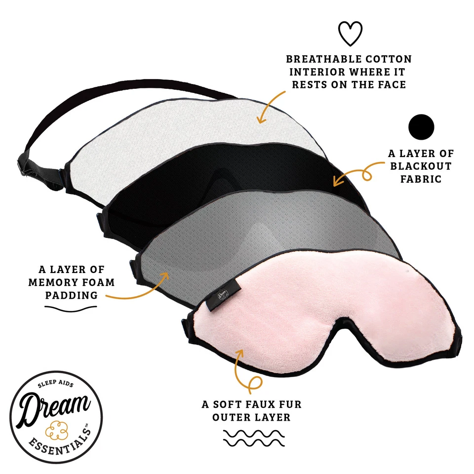 Dream Essentials Escape Luxury Travel Sleep Mask w/Carry Pouch & Earplugs Purple - Image 4 of 4