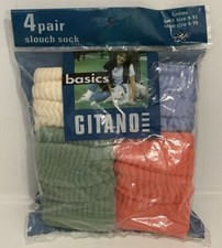 Vtg. 1990's Gitano Basics Womens Pastel 4 PK Slouch Scrunch Socks Size 4-10 NOS