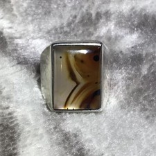 Size 9 Vintage Genuine sterling silver Agate ring