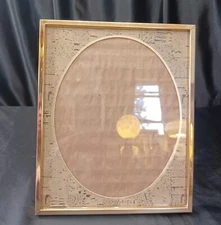 Vintage Photo Frame MCM Oval Insert 8x10 Shadow Box Picture Frame Gold Metal 