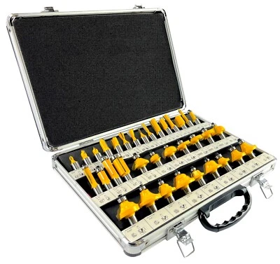 EDMBG 35 Piece EDM ROUTER BIT SET - 1/2" Shank - Tungsten Carbide Bits - Aluminum Case