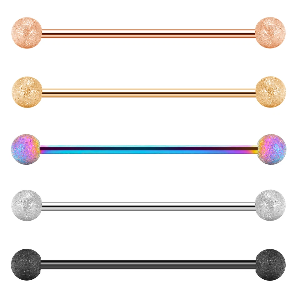 1PC Stainless Steel Industrial Tragus Cartilage Tongue Nipple Rings Barbell 14G - Image 4 of 4